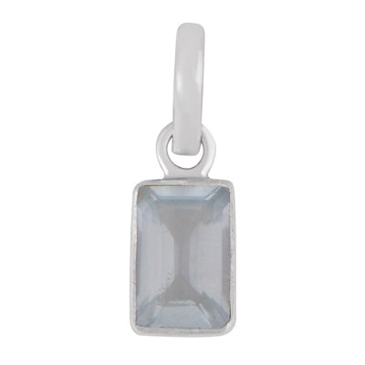 Gorgeous Plain Aquamarine Rectangle Shape 925 Sterling Solid Silver Pendant - R301173-7