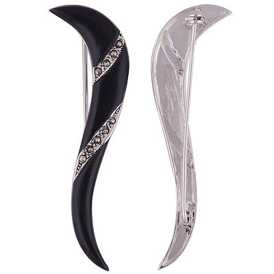 8.4gram Marcasite,Black Onyx Cut Stone Brooches - R3300018-31