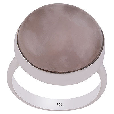 Gorgeous Plain Collet Rose Quartz Round Shape 925 Sterling Solid Silver Ring - R3400044-3