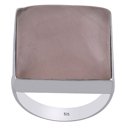Beautiful Plain Collet Rose Quartz Square Shape 925 Sterling Solid Silver Ring - R3400045-5