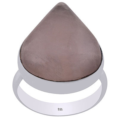 Alluring Plain Collet Rose Quartz Pear Shape 925 Sterling Solid Silver Ring - R3400048-24