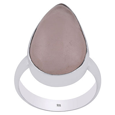 Stunning Plain Collet Rose Quartz Pear Shape 925 Sterling Solid Silver Ring - R3400049-2