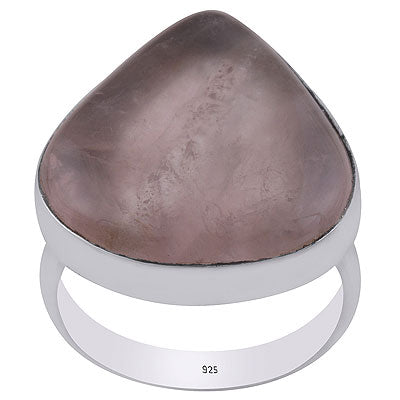 Beautiful Plain Collet Rose Quartz Pear Shape 925 Sterling Solid Silver Ring - R3400050-7