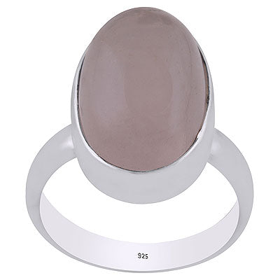Alluring Gemstone Plain Collet Rose Quartz Oval Shape 925 Sterling Solid Silver Ring - R3400051-1