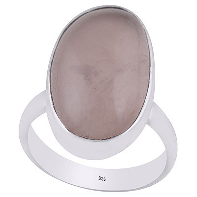 Alluring Gemstone Plain Collet Rose Quartz Oval Shape 925 Sterling Solid Silver Ring - R3400051-2