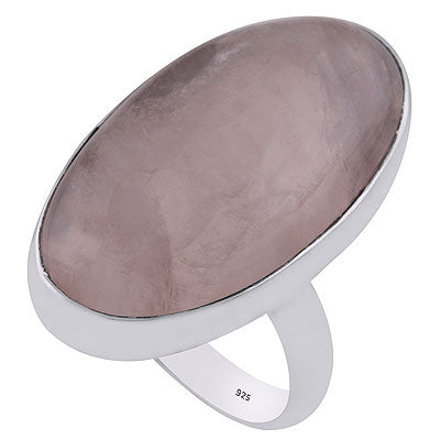 Beautiful Gemstone Plain Collet Rose Quartz Oval Shape 925 Sterling Solid Silver Ring - R3400053-22