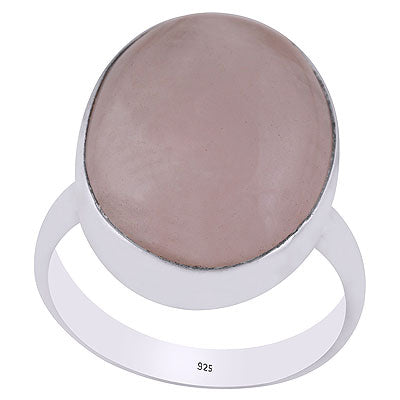 Beautiful Gemstone Plain Collet Rose Quartz Oval Shape 925 Sterling Solid Silver Ring - R3400053-4