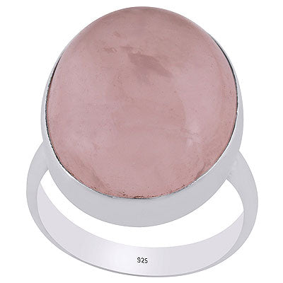 Beautiful Gemstone Plain Collet Rose Quartz Oval Shape 925 Sterling Solid Silver Ring - R3400053-9