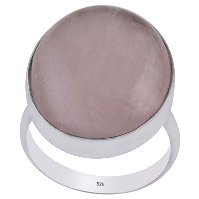 Stunning Gemstone Plain Collet Rose Quartz Oval Shape 925 Sterling Solid Silver Ring - R3400054-14