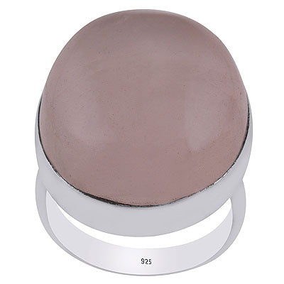 Stunning Gemstone Plain Collet Rose Quartz Oval Shape 925 Sterling Solid Silver Ring - R3400054-18