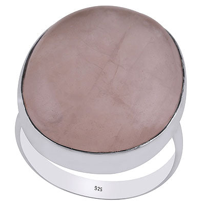 Stunning Gemstone Plain Collet Rose Quartz Oval Shape 925 Sterling Solid Silver Ring - R3400054-19