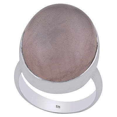 Stunning Gemstone Plain Collet Rose Quartz Oval Shape 925 Sterling Solid Silver Ring - R3400054-7