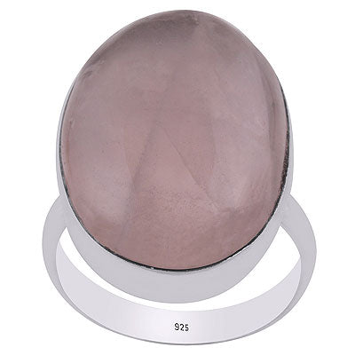 Stunning Gemstone Plain Collet Rose Quartz Oval Shape 925 Sterling Solid Silver Ring - R3400054-8