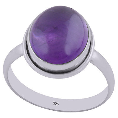 Beautiful Plain Amethyst Oval Shape 925 Sterling Solid Silver Ring - R3400105-33