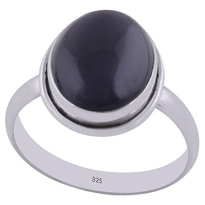 Beautiful Plain Black Onyx Oval Shape 925 Sterling Solid Silver Ring - R3400105-69