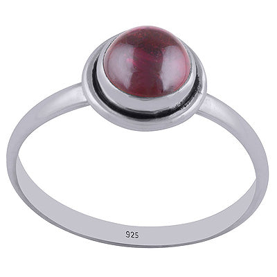 Alluring Handcrafted Garnet Round Shape 925 Sterling Solid Silver Ring - R3400192-5