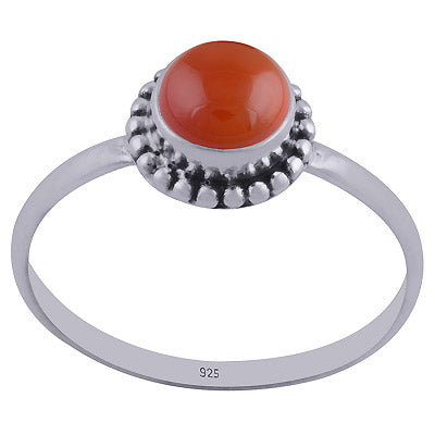 Gorgeous Rawa Work Around Carnelian Round Shape 925 Sterling Solid Silver Ring - R3400195-30