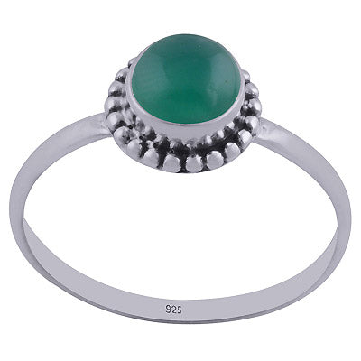 Gorgeous Rawa Work Around Green Onyx Round Shape 925 Sterling Solid Silver Ring - R3400195-34