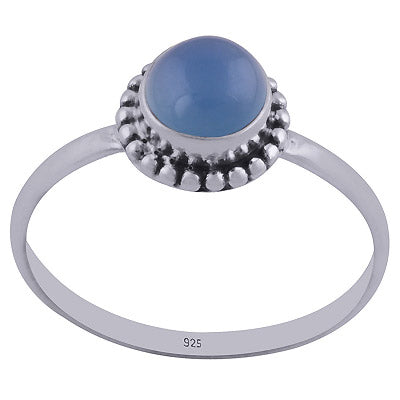 Gorgeous Rawa Work Around Blue Chalcedony Round Shape 925 Sterling Solid Silver Ring - R3400195-36