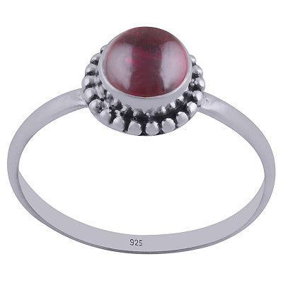 Gorgeous Rawa Work Around Garnet Round Shape 925 Sterling Solid Silver Ring - R3400195-6