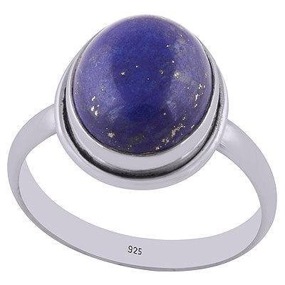 Gorgeous Plain Setting Lapis Oval Shape 925 Sterling Solid Silver Ring - R3400206-5
