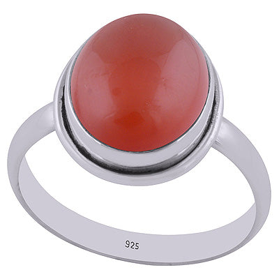 Gorgeous Plain Setting Carnelian Oval Shape 925 Sterling Solid Silver Ring - R3400206-6