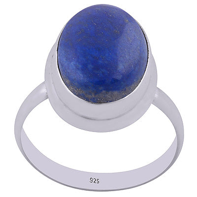 Beautiful Setted Stone Lapis Oval Shape 925 Sterling Solid Silver Ring - R3400207-5