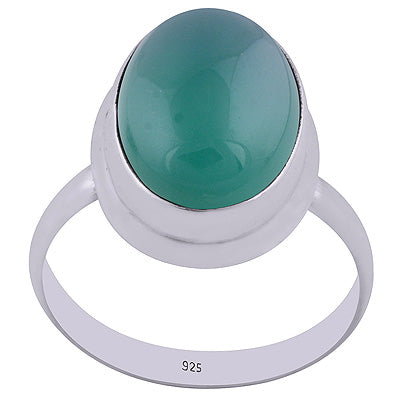 Beautiful Setted Stone Green Onyx Oval Shape 925 Sterling Solid Silver Ring - R3400207-7