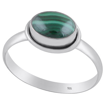 Plain Wire Work Around Malachite Oval Shape 925 Sterling Solid Silver Ring - R3400210-14