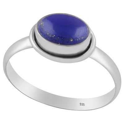 Plain Wire Work Around Lapis Oval Shape 925 Sterling Solid Silver Ring - R3400210-5