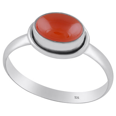 Plain Wire Work Around Carnelian Oval Shape 925 Sterling Solid Silver Ring - R3400210-6