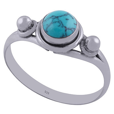 Stunning Rawa Design Around Turquoise Round Shape 925 Sterling Solid Silver Ring - R3400228-39