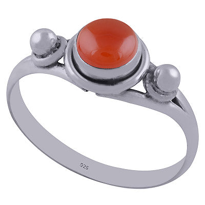 Stunning Rawa Design Around Carnelian Round Shape 925 Sterling Solid Silver Ring - R3400228-60