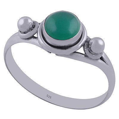 Stunning Rawa Design Around Green Onyx Round Shape 925 Sterling Solid Silver Ring - R3400228-61