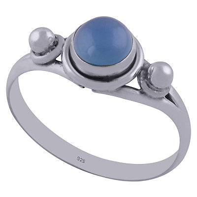 Stunning Rawa Design Around Blue Chalcedony Round Shape 925 Sterling Solid Silver Ring - R3400228-62