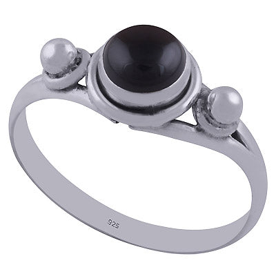 Stunning Rawa Design Around Black Onyx Round Shape 925 Sterling Solid Silver Ring - R3400228-68