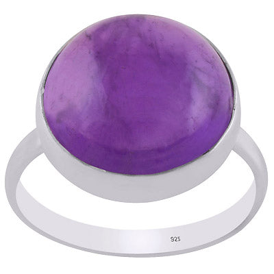 Beautifully Seated Gemstone Amethyst Round Shape 925 Sterling Solid Silver Ring - R3400282-18