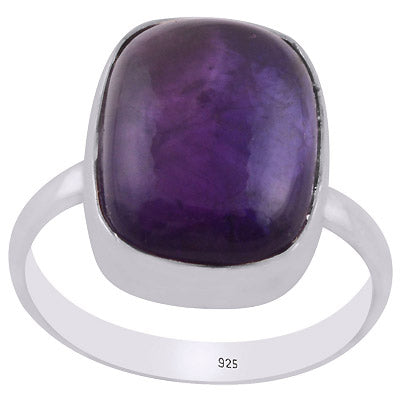 Beautifully Seated Gemstone Amethyst Rectangle Shape 925 Sterling Solid Silver Ring - R3400282-24