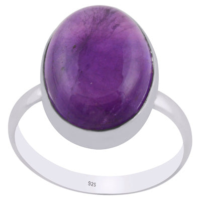 Beautifully Seated Gemstone Amethyst Oval Shape 925 Sterling Solid Silver Ring - R3400282-28