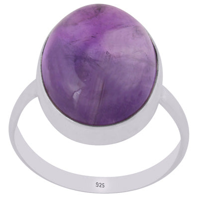 Beautifully Seated Gemstone Amethyst Oval Shape 925 Sterling Solid Silver Ring - R3400282-30