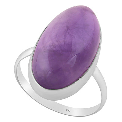 Beautifully Seated Gemstone Amethyst Oval Shape 925 Sterling Solid Silver Ring - R3400282-33