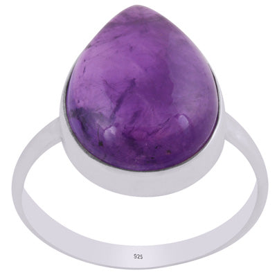 Beautifully Seated Gemstone Amethyst Pear Shape 925 Sterling Solid Silver Ring - R3400282-35