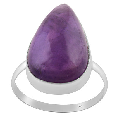 Beautifully Seated Gemstone Amethyst Pear Shape 925 Sterling Solid Silver Ring - R3400282-37