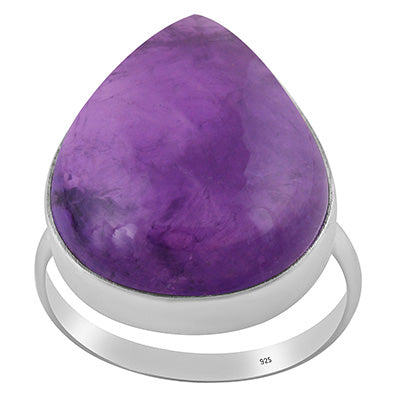 Beautifully Seated Gemstone Amethyst Pear Shape 925 Sterling Solid Silver Ring - R3400282-40