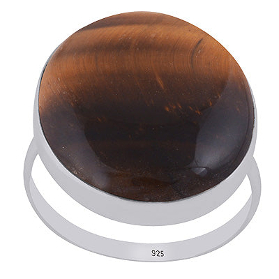 Stunning Plain Tiger's Eye Oval Shape 925 Sterling Solid Silver Rings - R3400283-3