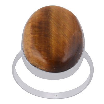 Stunning Plain Tiger's Eye Oval Shape 925 Sterling Solid Silver Rings - R3400283-4