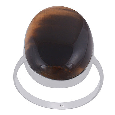 Stunning Plain Tiger's Eye Oval Shape 925 Sterling Solid Silver Rings - R3400283-5