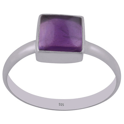 Gorgeous Handcrafted Amethyst Square Shape 925 Sterling Solid Silver Ring - R3400299-1