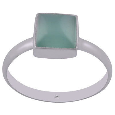 Gorgeous Handcrafted Aqua Chalcedony Square Shape 925 Sterling Solid Silver Ring - R3400299-10