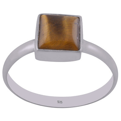 Gorgeous Handcrafted Tiger's Eye Square Shape 925 Sterling Solid Silver Ring - R3400299-11